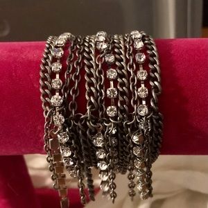 🚨Last Call 🚨Last Call🚨-silver & diamond multi layered bracelet hanging Bling